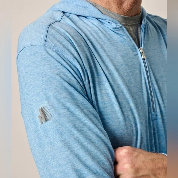 JOHNNIE O Welsey Performance 1/4 Zip Hoodie in Mailblu Size Medium MSRP $128.00 - Picture 2 of 9
